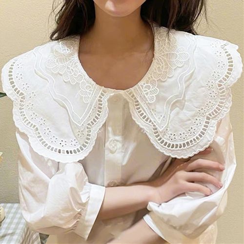 lilygirl - 3/4-Sleeve Eyelet Lace Collar Blouse | YesStyle