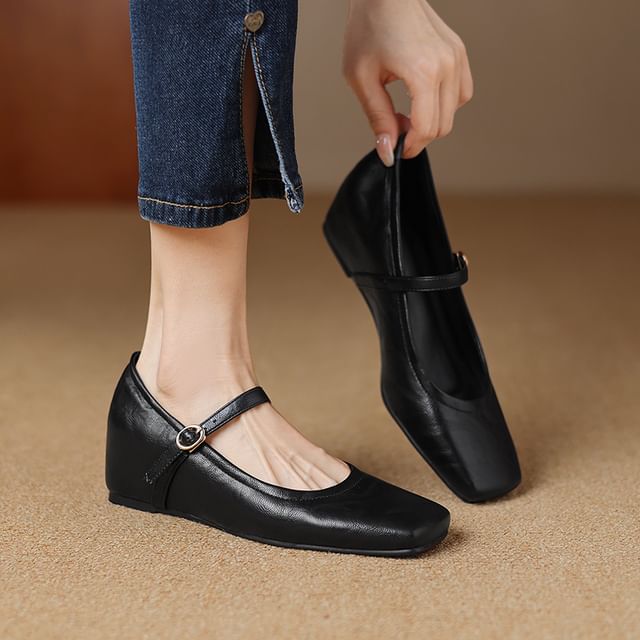 Megan-Hidden Wedge Plain Mary Jane Shoes