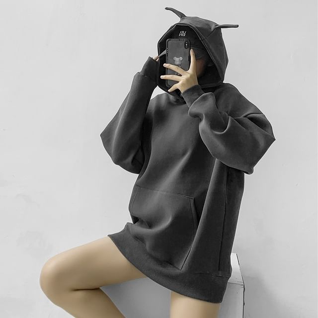 Plain Devil Horn Hoodie