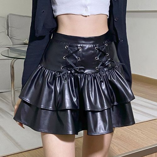 Leather pleated 2024 skirt 99