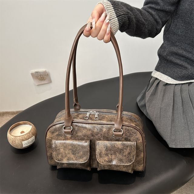 Mulgam-Multi-Pocket Faux Leather Tote Bag