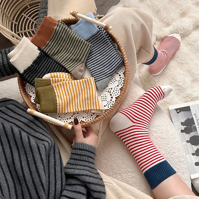 Mimiyu-Striped Socks Set