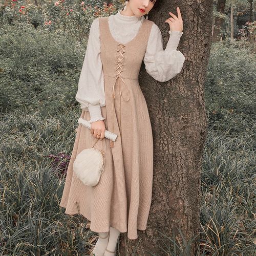 Puff sleeve lace up dress best sale