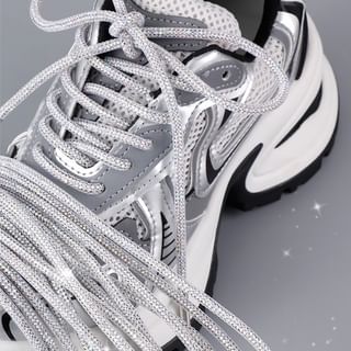 XIXI STUDIO-Rhinestone Mesh Shoelace