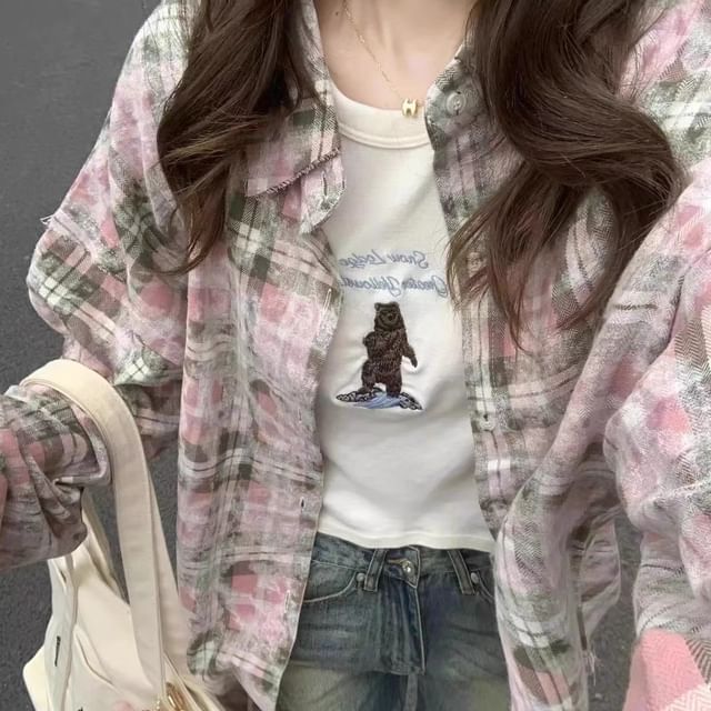 JVL-Long-Sleeve Plaid Shirt