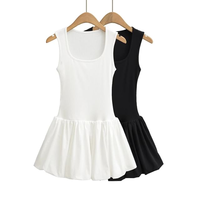 Asiris-Balletcore Sleeveless Plain Mini Pleated Dress