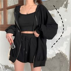 Astarte - Set: Zip-Up Hoodie + Wide-Leg Shorts + Cropped Camisole Astarte - Set: Zip-Up Hoodie + Wide-Leg Shorts + Cropped Camisole