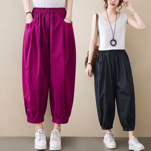 Lympheesh Cropped Harem Pants YesStyle