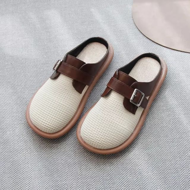 Freesia-Faux Leather Mesh Two Tone Mules