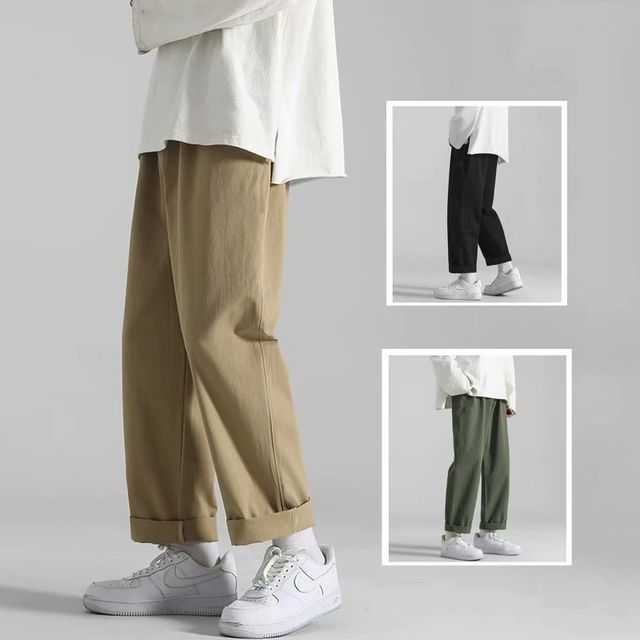Acrius-Mid Rise Plain Wide Leg Pants Various Designs