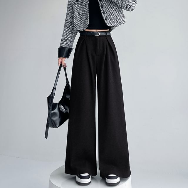 Dragan Pulse-High Rise Plain Wide Leg Slacks