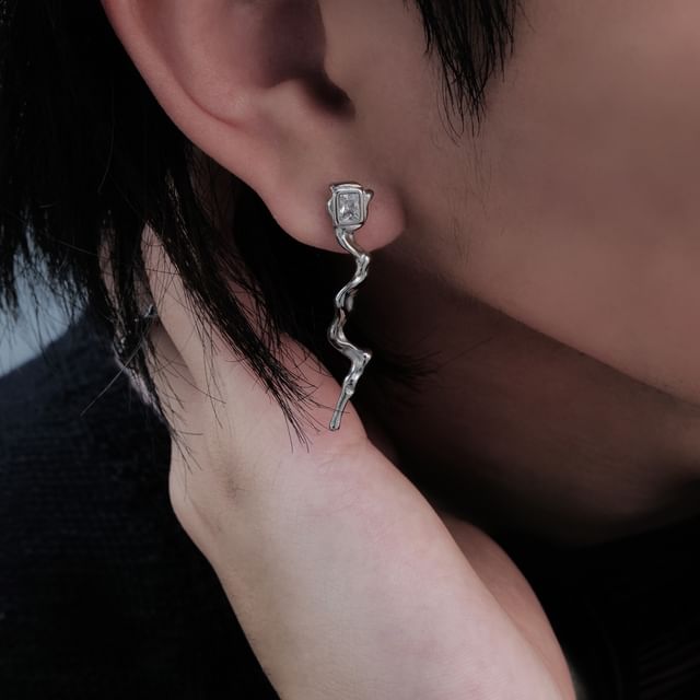 Kopesh-Rhinestone Irregular Stainless Steel Dangle Earring