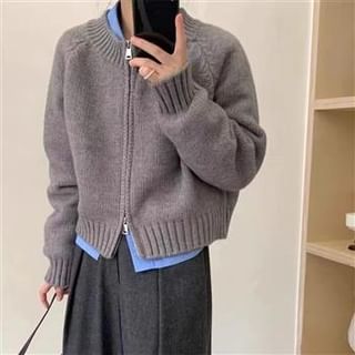 Everose-Plain Zip Cardigan