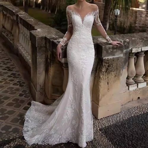 DreesHouse - Long-Sleeve Lace Mermaid Wedding Gown | YesStyle
