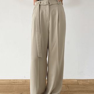 NIPONJJUYA - Buckled Waist Pleated-Front Dress Pants | YesStyle