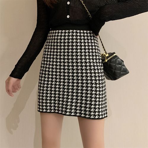 High waisted outlet houndstooth pencil skirt