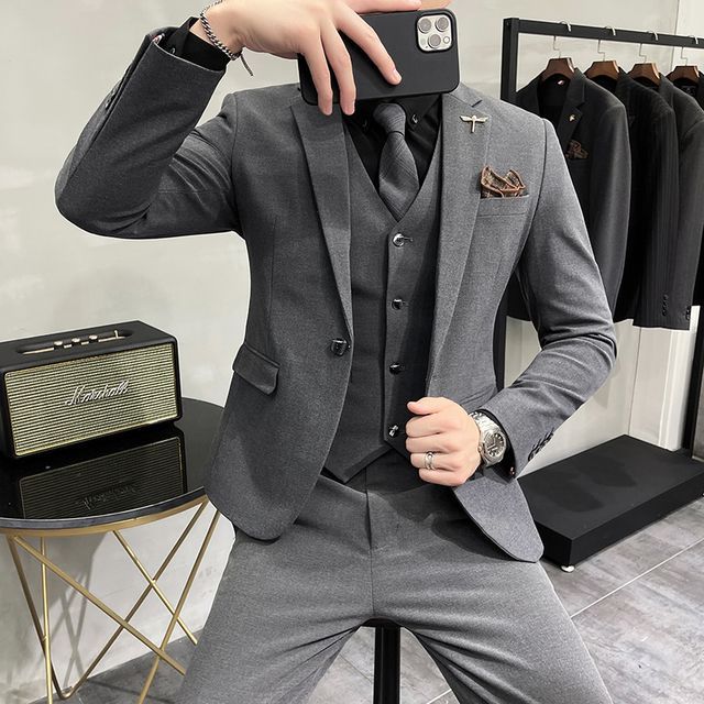 Bay Go Mall - Set: Plain Blazer + Single-Breasted Vest + Dress Pants | YesStyle Bay Go Mall - Set: Plain Blazer + Single-Breasted Vest + Dress Pants | YesStyle