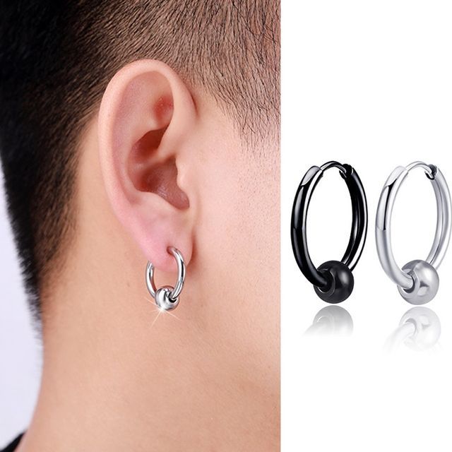 Prushia-Bead Hoop Earring Clip-On Earring