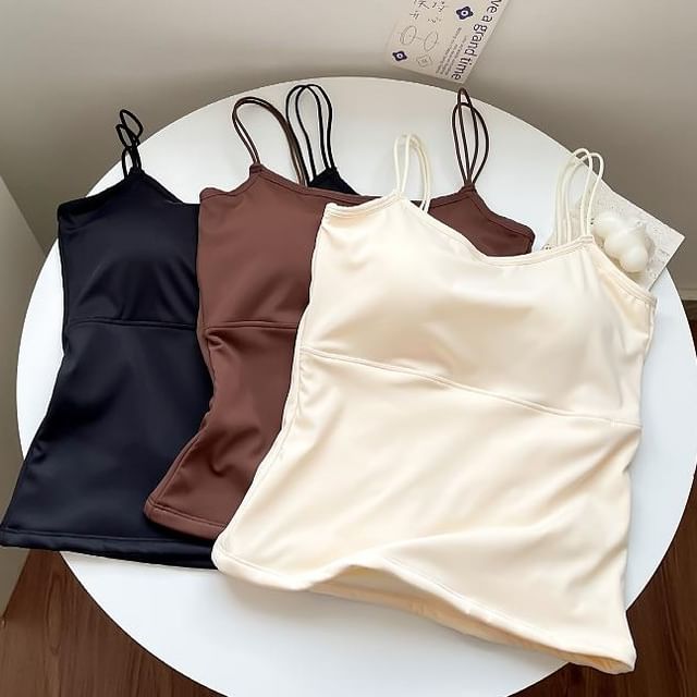 DIYI-Plain Padded Fleece-Lined Cami Top