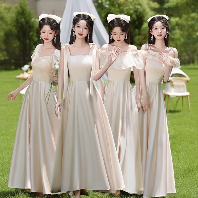 DreesHouse-Plain Bridesmaid Evening Gown Various Designs