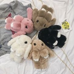 Baggis - Rabbit Furry Crossbody Bag / Set