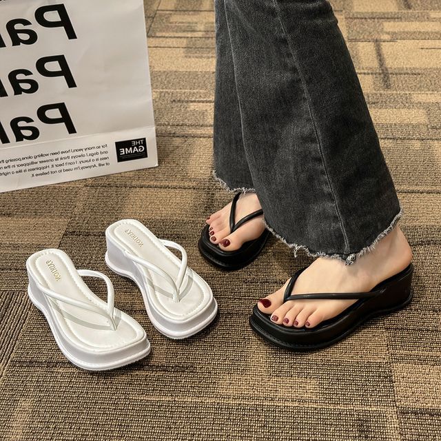Nikao-Plain Platform Flip Flops