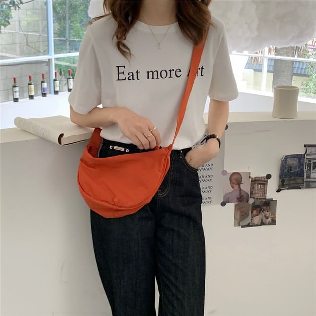 Bitabis-Plain Nylon Crossbody Bag