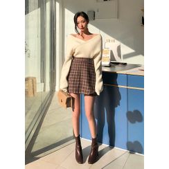 chuu - Band-Waist Plaid Miniskirt chuu - Band-Waist Plaid Miniskirt