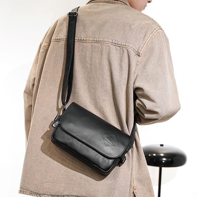 BagBuzz-Faux Leather Flap Crossbody Bag