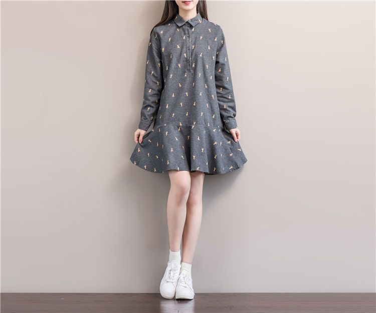 long sleeve patterned dress