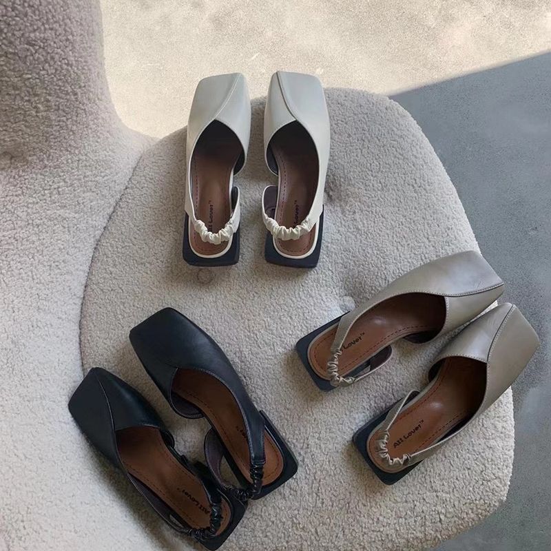 square toe block sandals