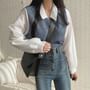 Mock Two-Piece Long-Sleeve Two Tone Panel Blouse