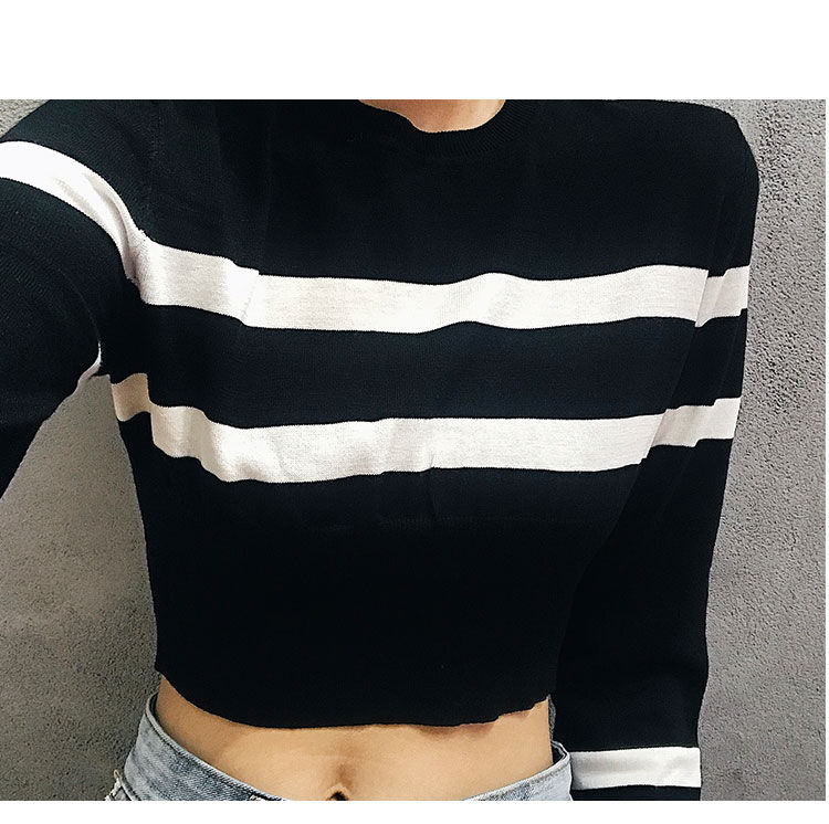 cropped striped shirt long sleeve