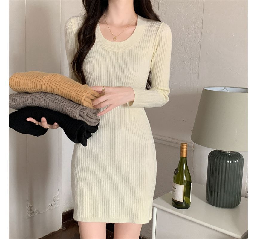 long sleeve plain dress