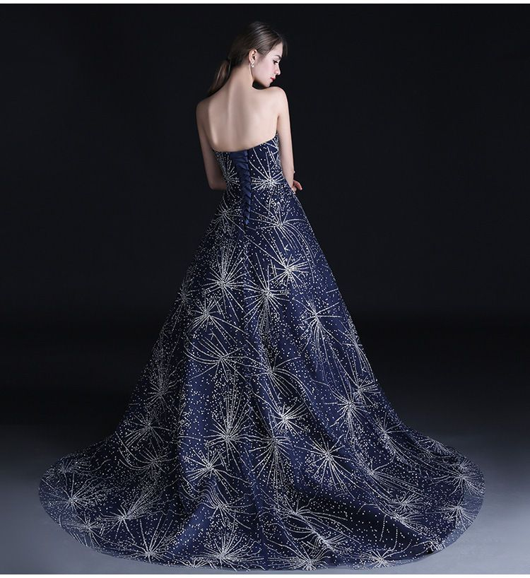 Hilda - Elegant Rhinestone V-Neck Evening Dress