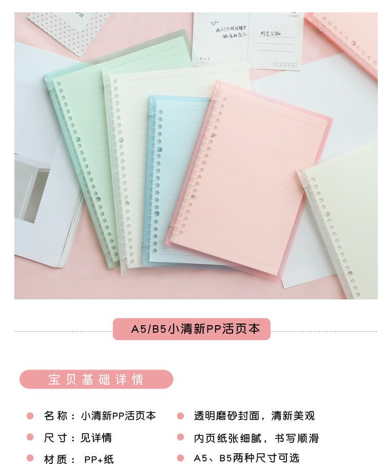 Azui A5 B5 Transparent Loose Leaf Notebook Yesstyle