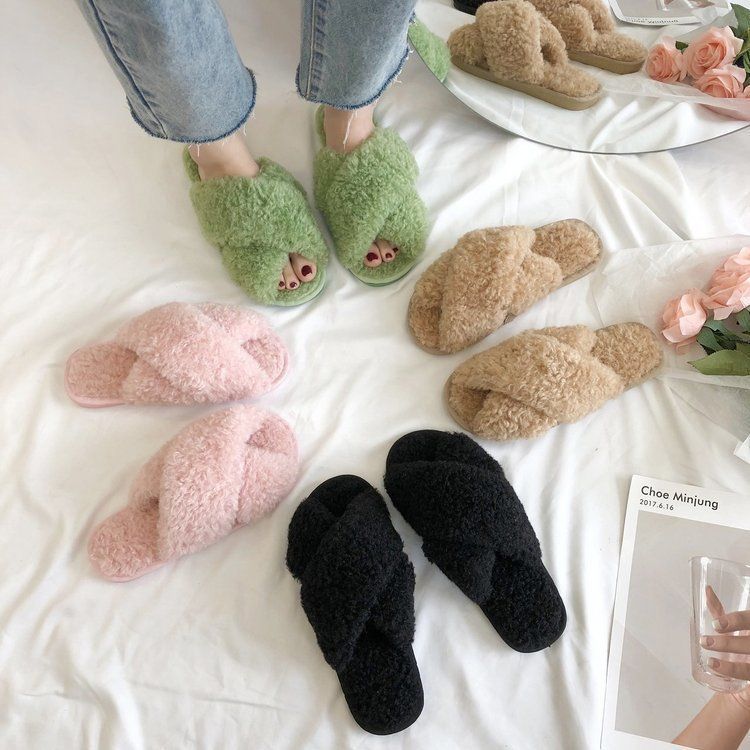 fluffy home slippers