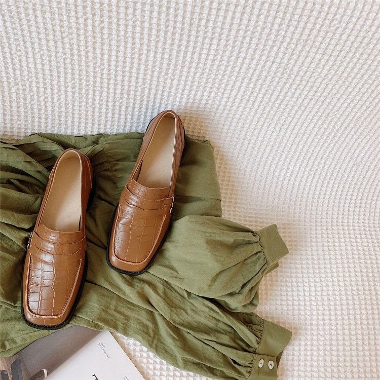 color block leather loafers