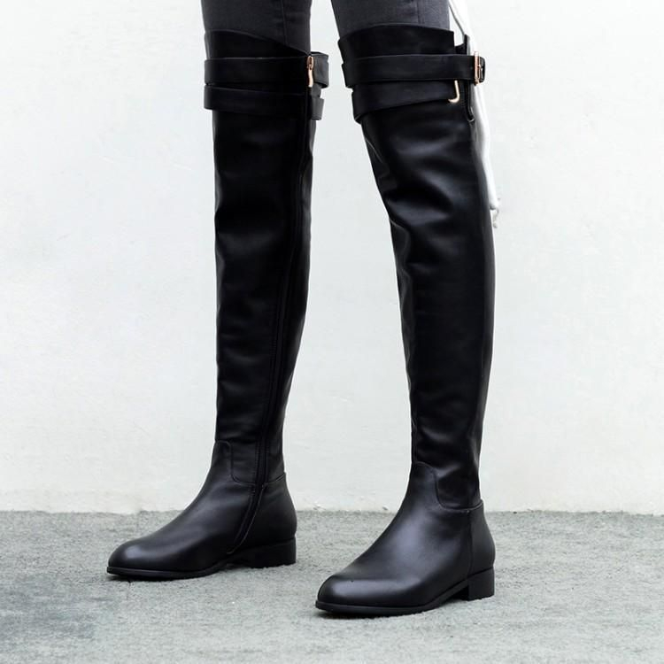 genuine leather over the knee boots