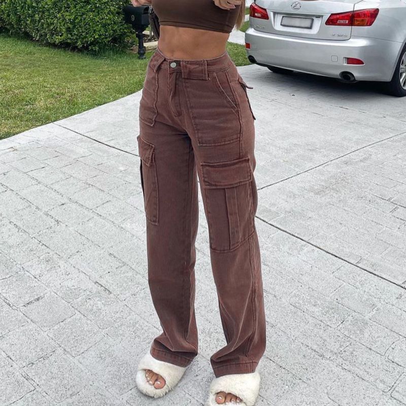 high waist cargo jeans