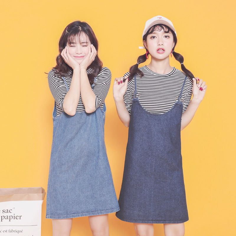 spaghetti strap denim dress