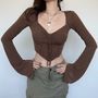 Amyway LongSleeve Plain Drawstring Corset Top YesStyle