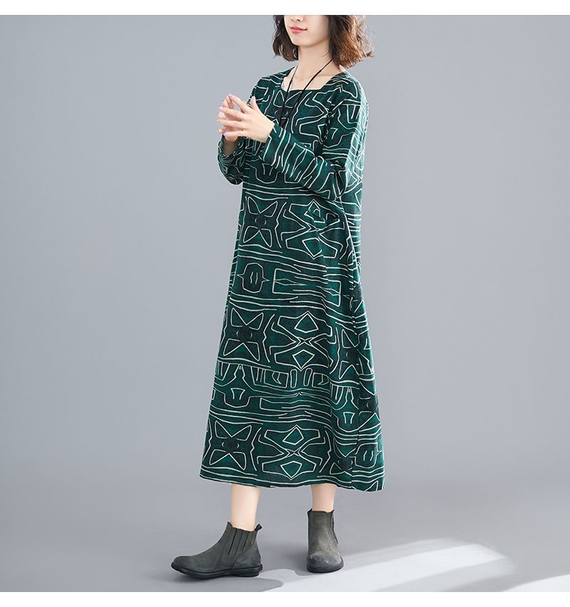 long sleeve patterned dress