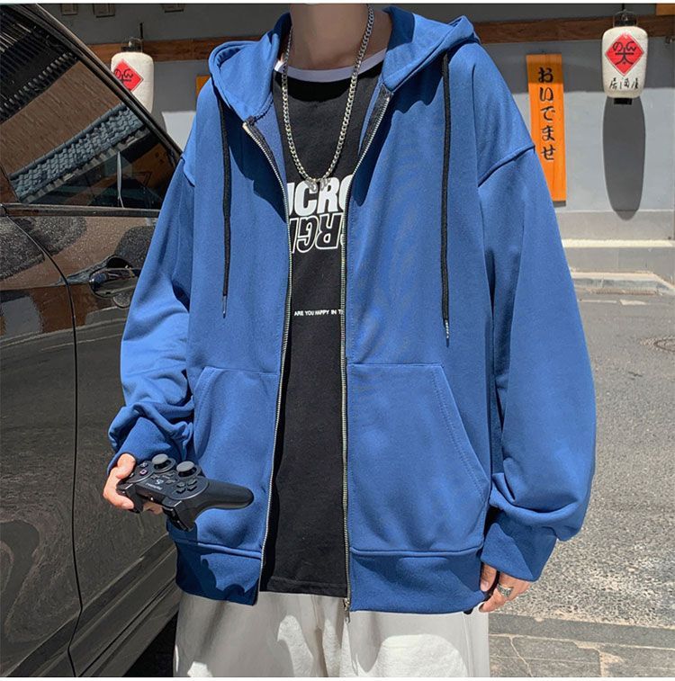 Plain Oversized Hood Zip Jacket 