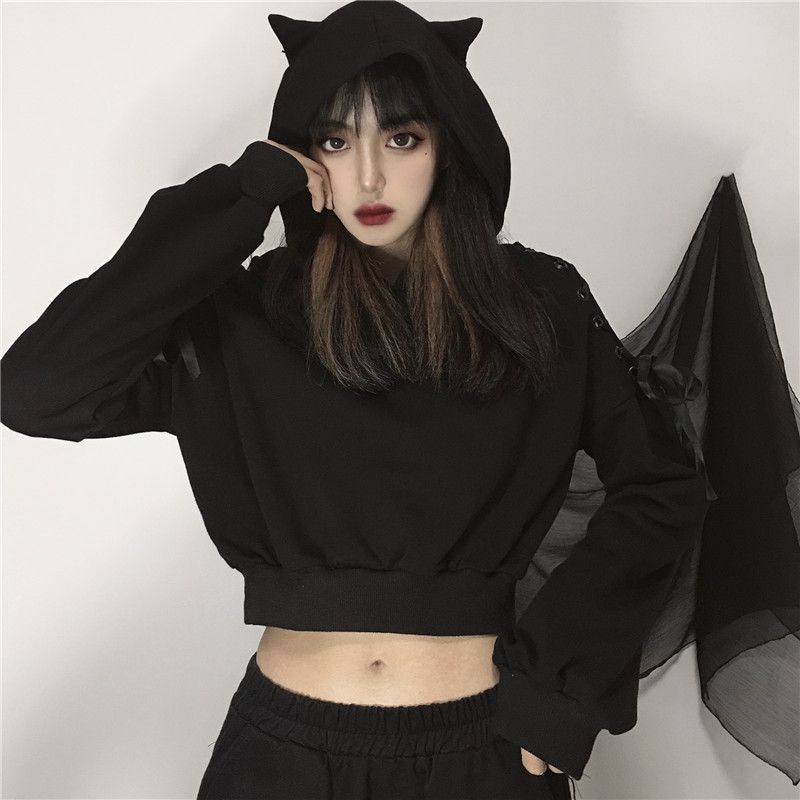 cat ear cropped hoodie