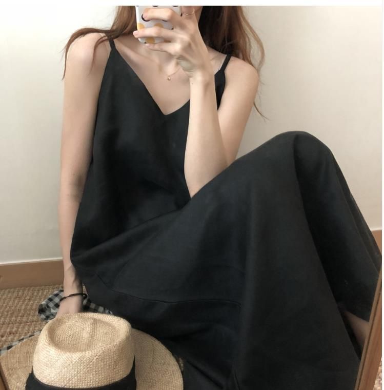 linen spaghetti strap dress