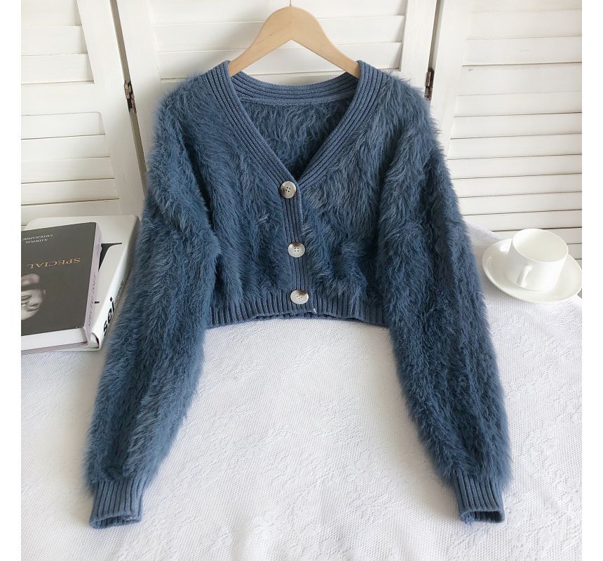 fluffy button up cardigan