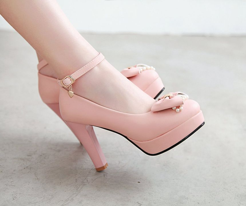 Megan Faux Leather Ribbon Accent Platform High Heel Pumps | YesStyle