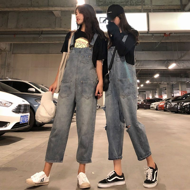 cropped denim dungarees