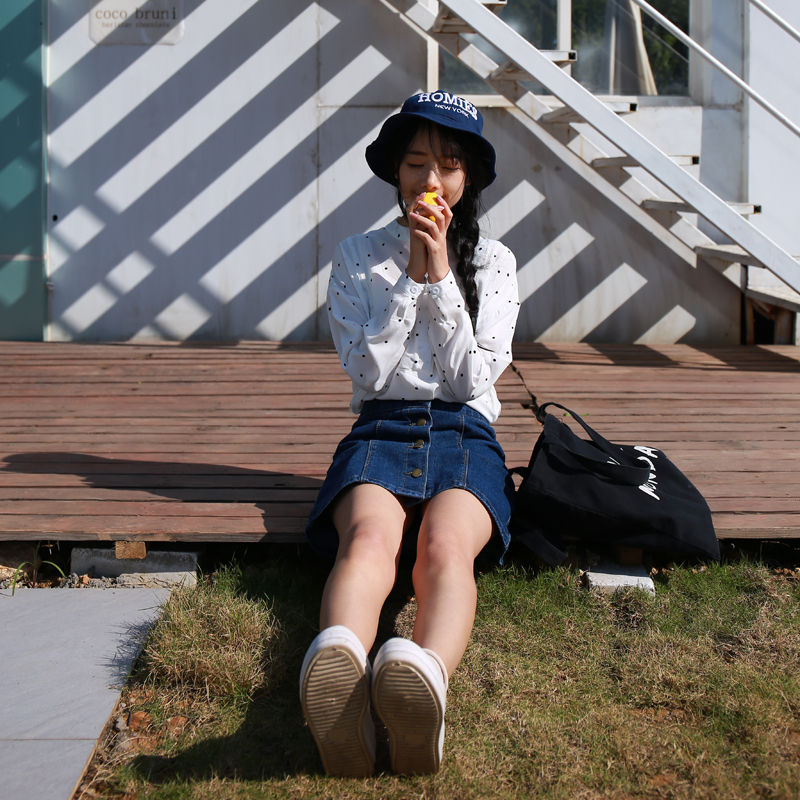 MISS YOYO Buttoned Denim Skirt YesStyle